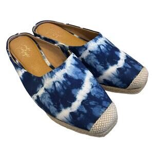 Crown Vintage Lonari espadrille Mules Blue TIe Dye Canvas Slip on 7.5 Beach Vaca